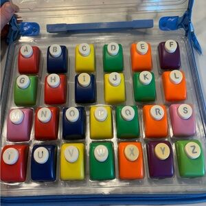 Vintage Alphabet  A-Z 26 Metal Paper Punch Stamp Set Scrapbooking w/ Case